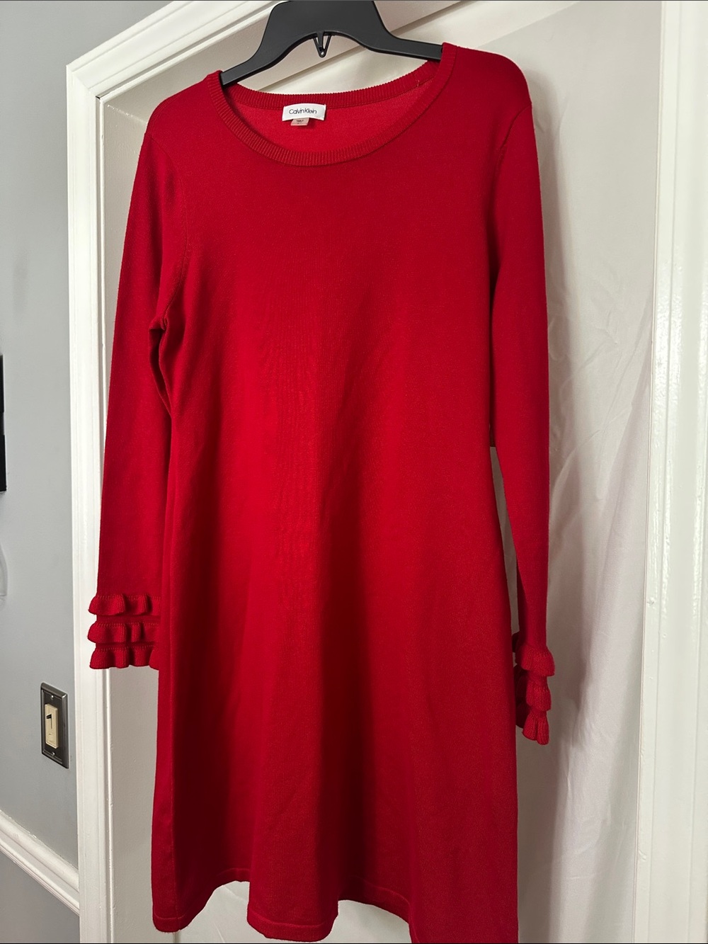 Calvin Klein Red Long-Sleeve Knit Dress